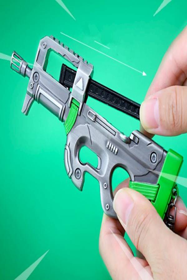 Fortnite P90 Submachine Gun Key Chain Silver/Green/Black - Image 4