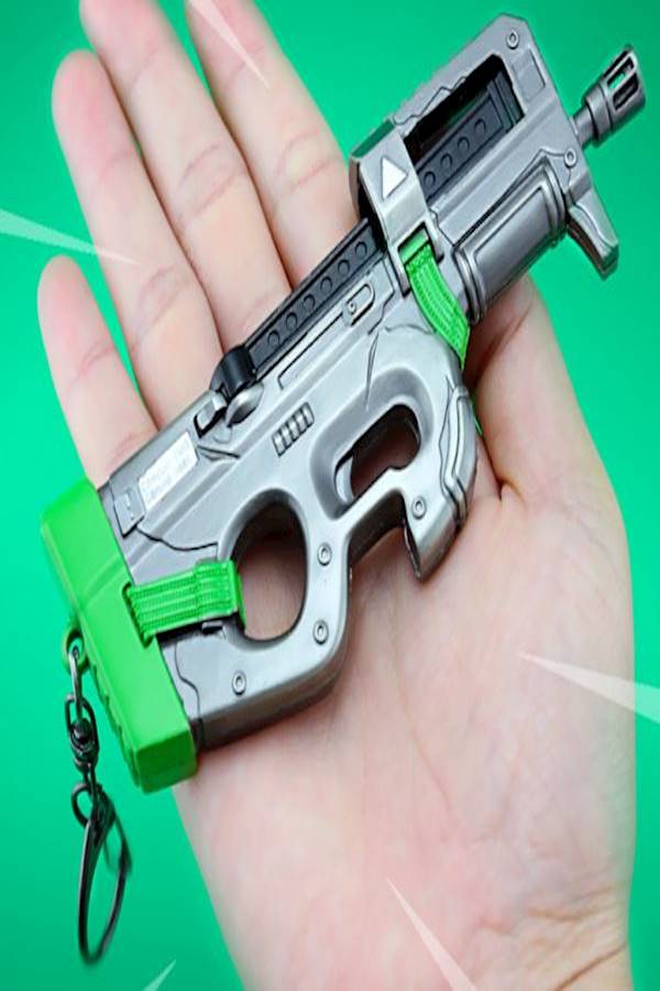 Fortnite P90 Submachine Gun Key Chain Silver/Green/Black - Image 2