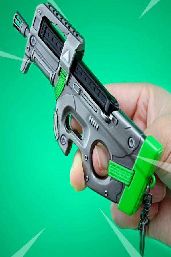 Fortnite P90 Submachine Gun Key Chain Silver/Green/Black - Image 3