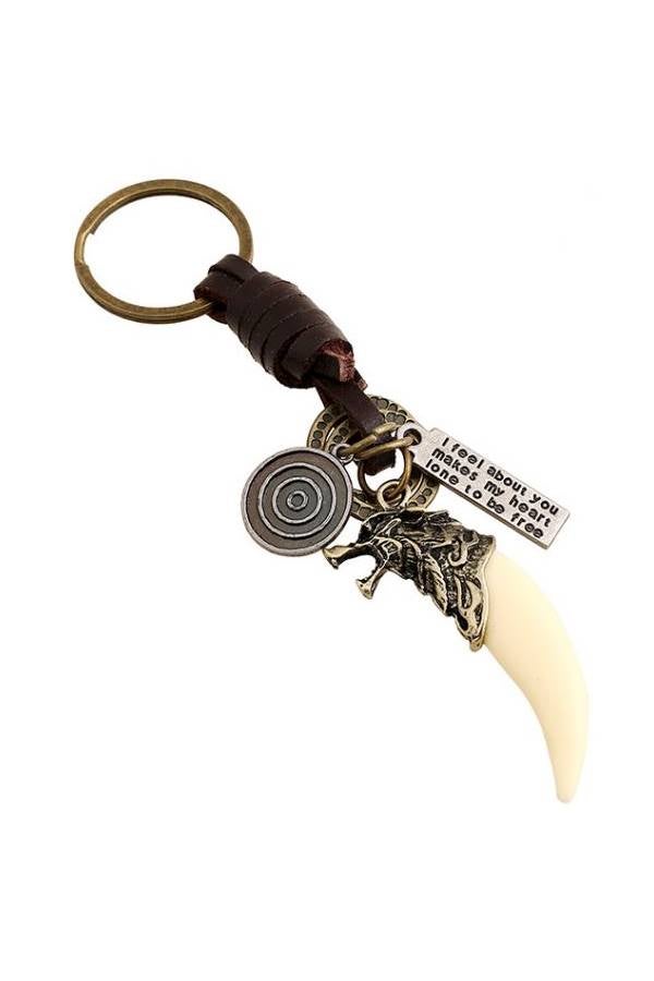 Retro Braided Resin Spike Punk Leather Key Chain - Image 2
