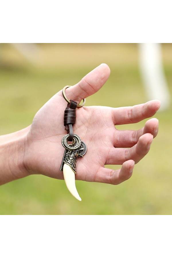 Retro Braided Resin Spike Punk Leather Key Chain - Image 4