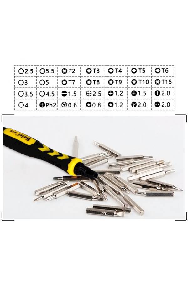 Kaisi 38 in 1 Mobile Repair Screwdriver Set Black/Yellow - Image 4