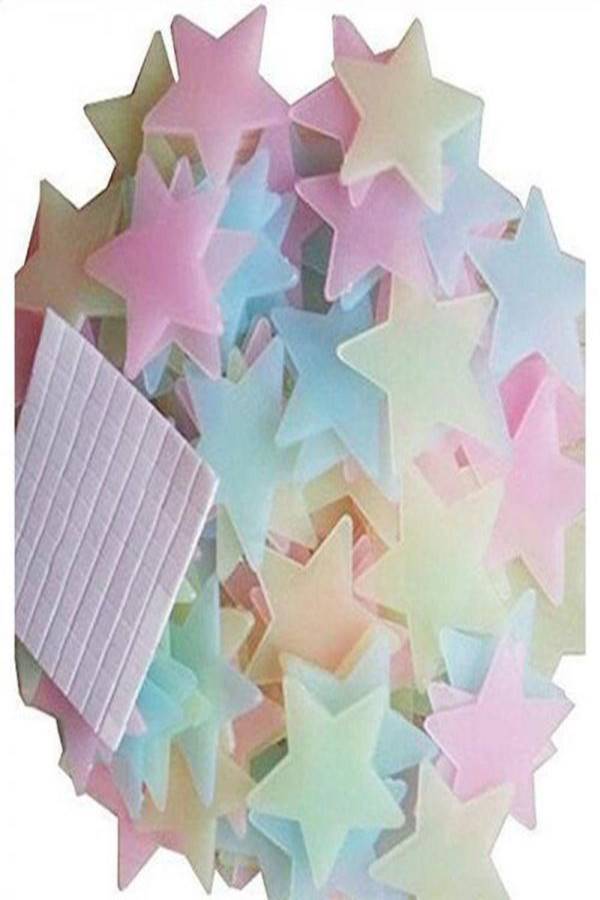 100 Piece 3D Stars Glow In The Dark Wall Stickers - Image 1