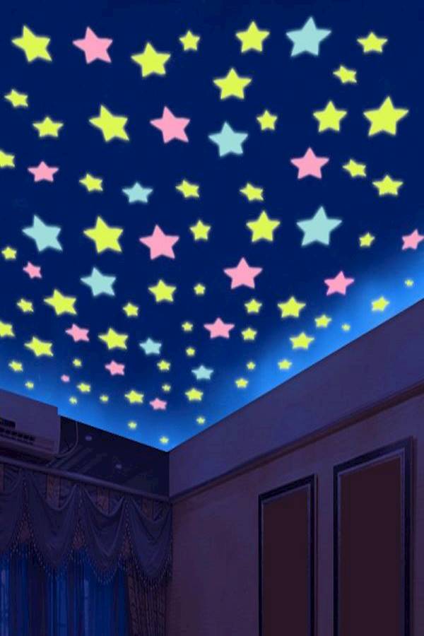 100 Piece 3D Stars Glow In The Dark Wall Stickers - Image 2