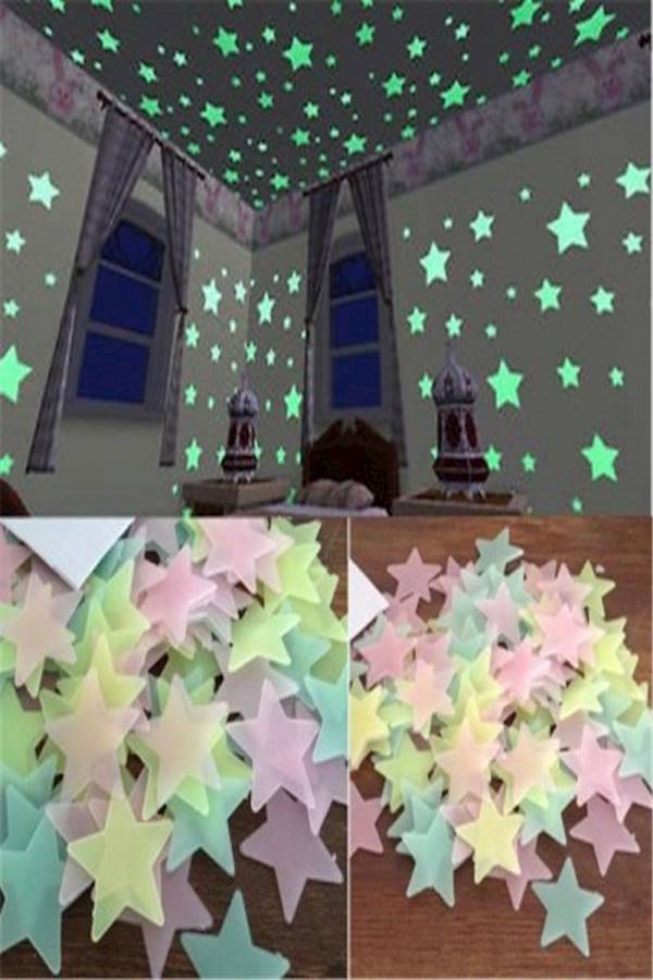 100 Piece 3D Stars Glow In The Dark Wall Stickers - Image 5