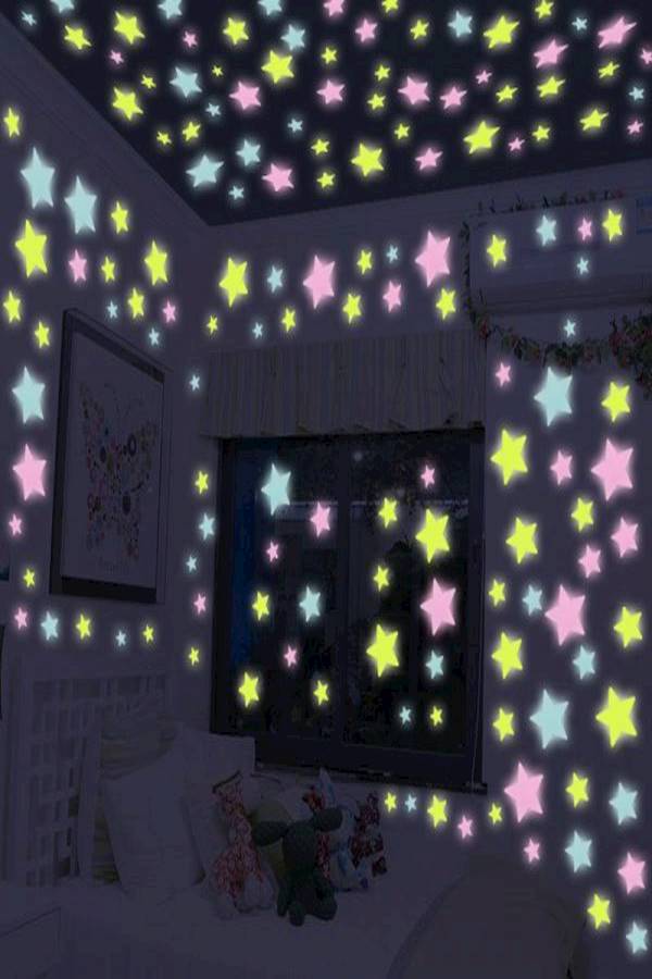 100 Piece 3D Stars Glow In The Dark Wall Stickers - Image 3