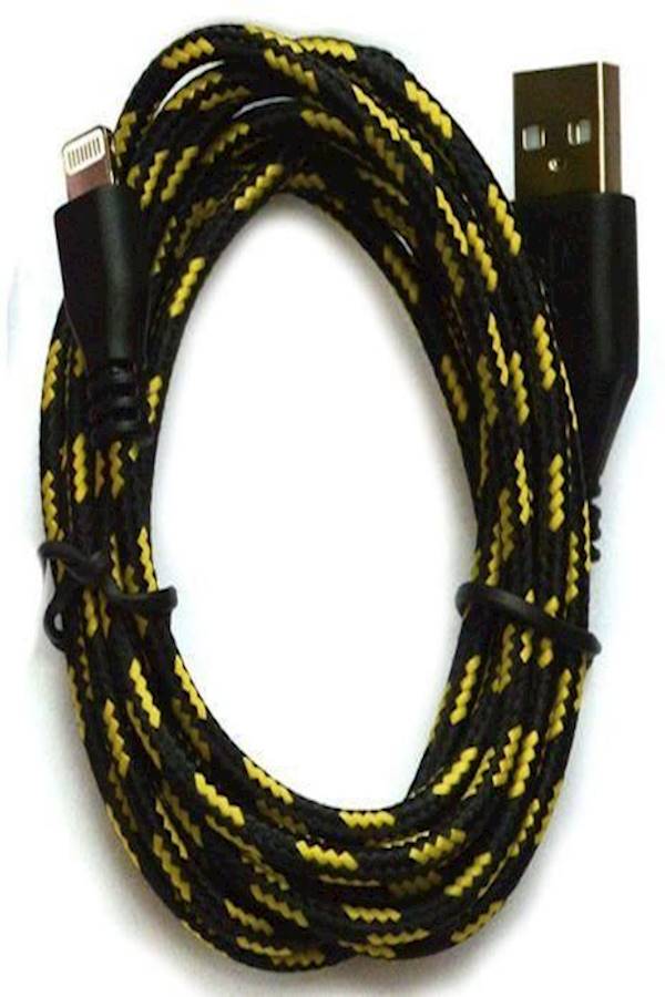 1M Fabric USB Data Charging Cable For iPhone 5 iPhone 6 Plus for Black Yellow/Black - Image 1