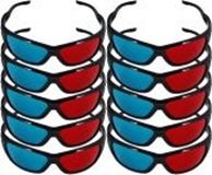 10-Piece Plastic Anaglyph 3Dstereo Glasses