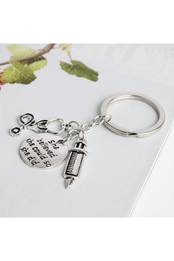 3 In 1 Needle Ring Stethoscope Letter Engraved Key Chain - Image 4