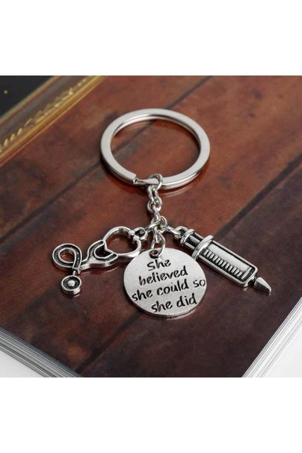 3 In 1 Needle Ring Stethoscope Letter Engraved Key Chain - Image 5