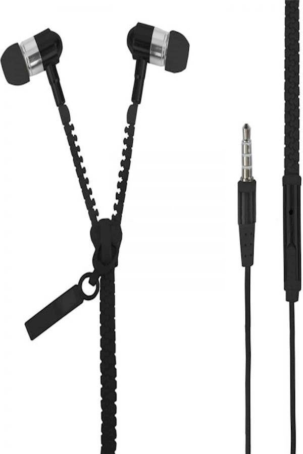 Generic Black 3.5Mm Metal Bass Zipper Sports Headset With Microphone For Samsung S4 S5 S6 [Eth-X2]  - Image 1