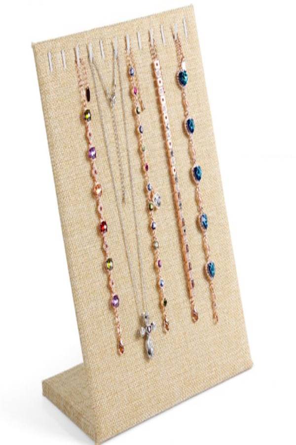 Jewelry Frame Velvet Earrings Holder Earring Display Stand Display Shelf Show Case Organizer Tray (Linen)  - Image 3