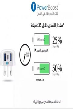 وبو شاحن جداري IQ معزز للطاقة بمنفذي USB أبيض  - Image 3