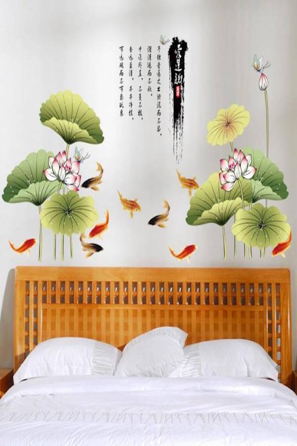 DIY Removable Wall Stickers For Living Room Home Decor -Wash Lotus  - Image 1