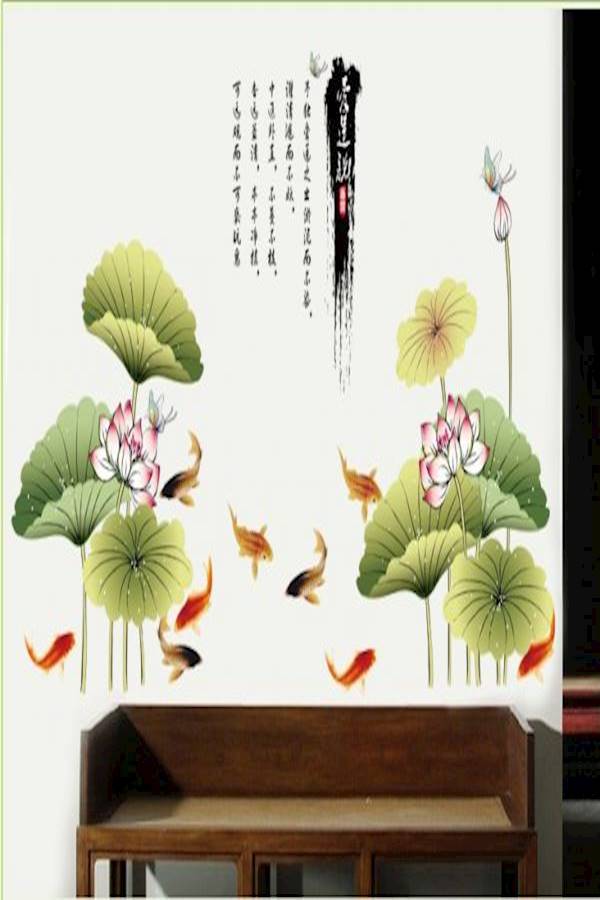 DIY Removable Wall Stickers For Living Room Home Decor -Wash Lotus  - Image 4