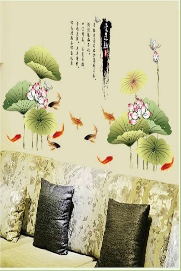 DIY Removable Wall Stickers For Living Room Home Decor -Wash Lotus  - Image 5