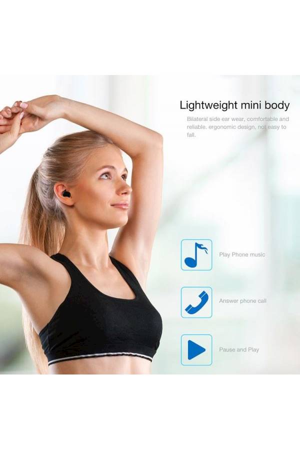 Mini Bluetooth Earbuds With Charge Box Black - Image 4