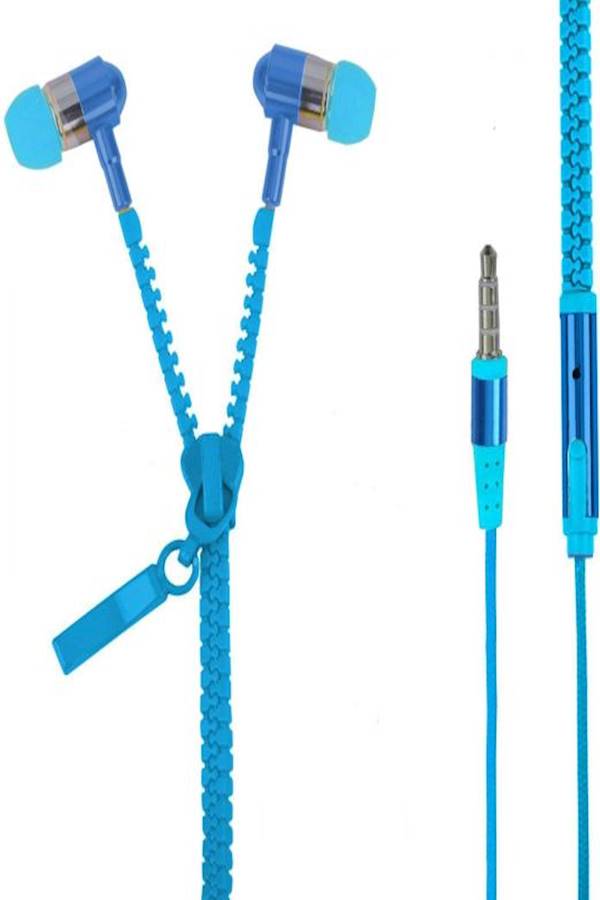 Generic Blue 3.5Mm Metal Bass Zipper Sports Headset With Microphone For Samsung S4 S5 S6 [Eth-X2]  - Image 1