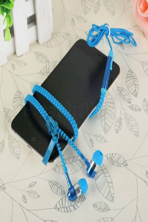 Generic Blue 3.5Mm Metal Bass Zipper Sports Headset With Microphone For Samsung S4 S5 S6 [Eth-X2]  - Image 2