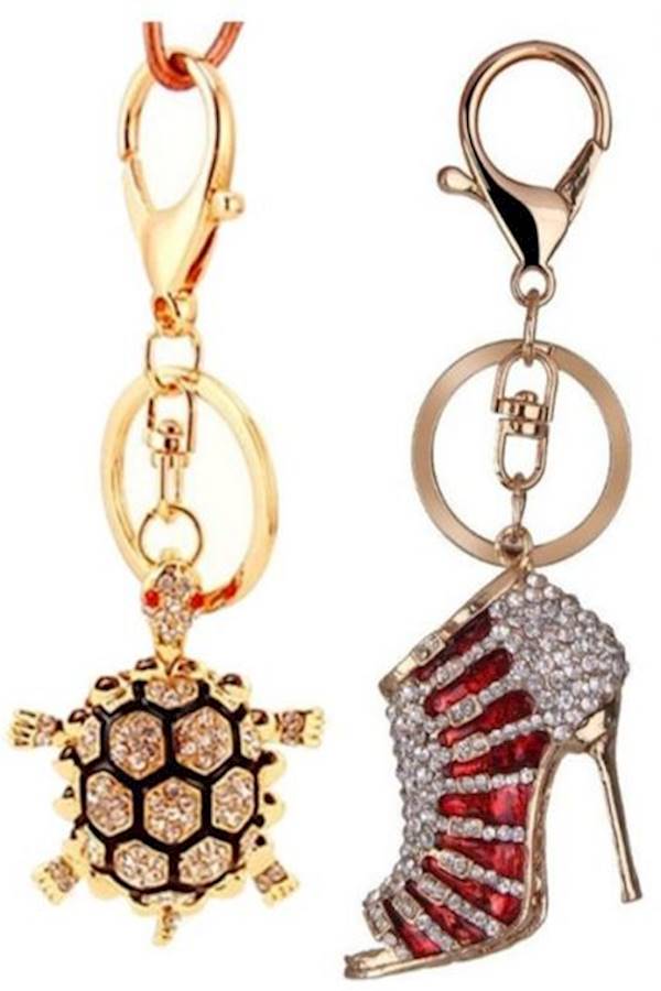 2Pcs Fashion Rhinestone Crystal Key Chain - Image 2