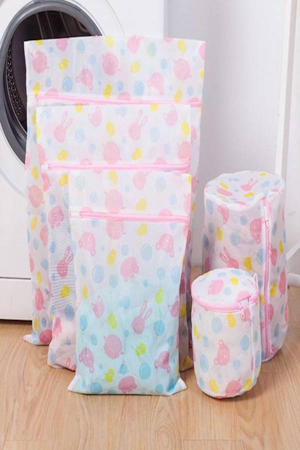 5-Piece Printed Thickened Clothes-Washing Bag Multi Color - Image 2