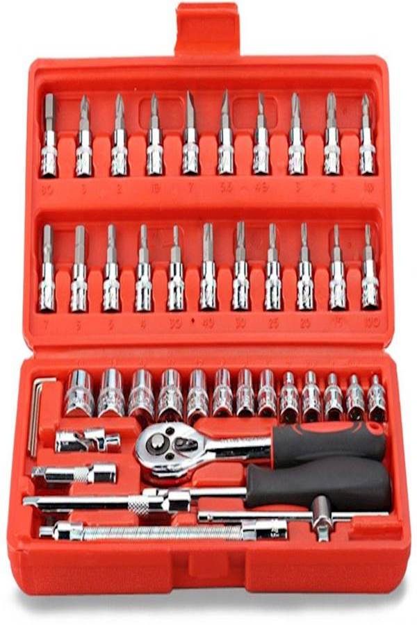 46-Piece Wrench Combination Tools Kit For Auto Repairing Silver 1/4inch - v1555615873/N24136666A_1