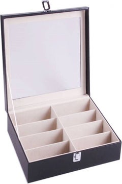 Generic Handmade Acrylic plate glass windows leather sunglasses storage box for 8 glasses B085  - Image 1