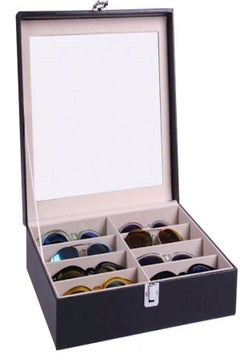 Generic Handmade Acrylic plate glass windows leather sunglasses storage box for 8 glasses B085  - Image 2