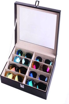 Generic Handmade Acrylic plate glass windows leather sunglasses storage box for 8 glasses B085  - Image 3