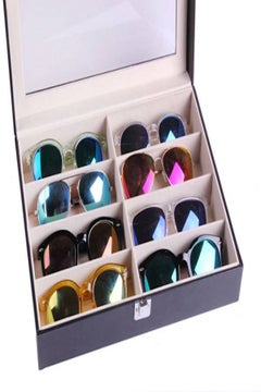 Generic Handmade Acrylic plate glass windows leather sunglasses storage box for 8 glasses B085  - Image 4