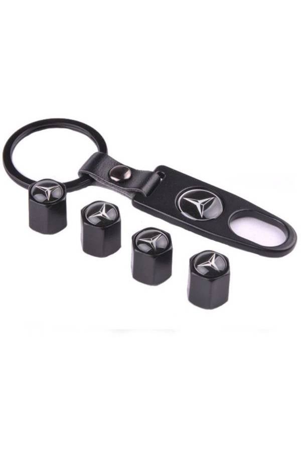 Generic 5 Piece Mercedes Benz Wheel Air Caps And Keychain Set - Image 1