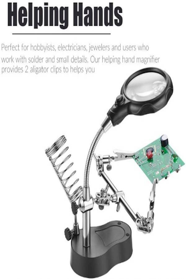 Generic 4X Magnifier & Desk Lamp Helping Hand With Magnifying Glass - Image 2