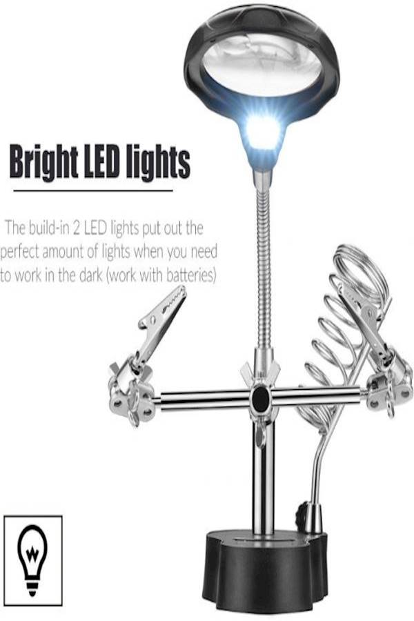 Generic 4X Magnifier & Desk Lamp Helping Hand With Magnifying Glass - Image 3