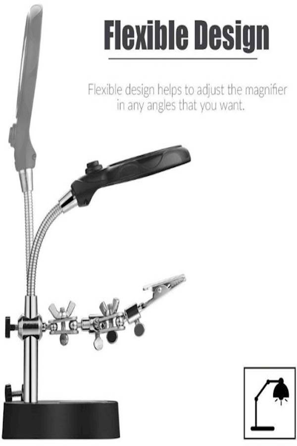 Generic 4X Magnifier & Desk Lamp Helping Hand With Magnifying Glass - Image 5
