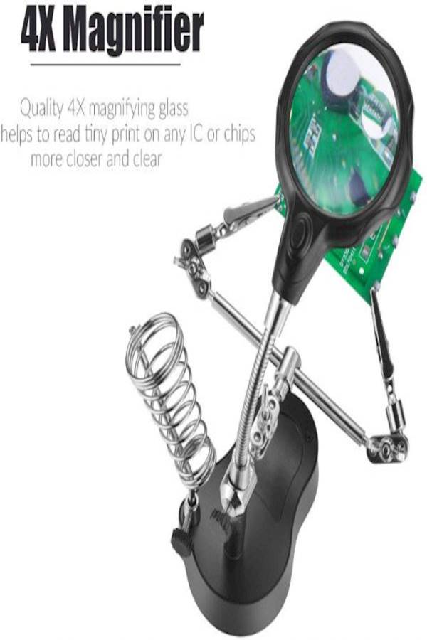 Generic 4X Magnifier & Desk Lamp Helping Hand With Magnifying Glass - Image 4