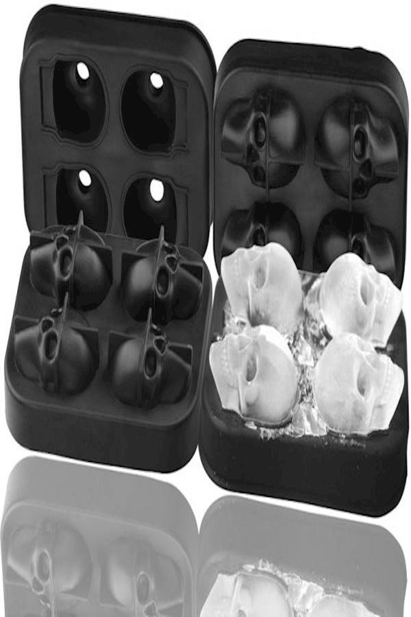 RoyalCare 2 Pack 3D Silicone Skull Mold Ice Cube Mold Black  - Image 2