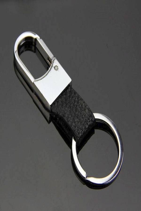 Black Leather Strap Key Chain - Image 1