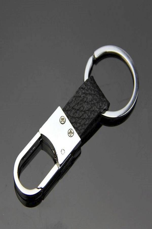 Black Leather Strap Key Chain - Image 2