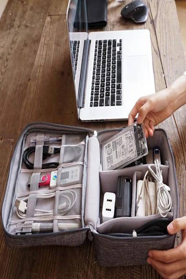 Travel Universal Cable Organizer Bag, Gadgets Accessories Case Storage Grey - Image 5