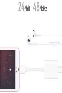 Generic Double Lightning Headphone Charge Adapter White  - Image 4