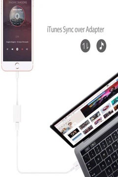 Generic Double Lightning Headphone Charge Adapter White  - Image 3