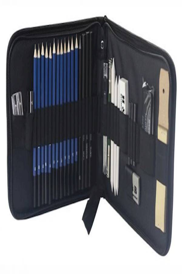Beauenty 32-Piece Wooden Drawing Tools And Sketch Pencil Set Multicolour - Image 1