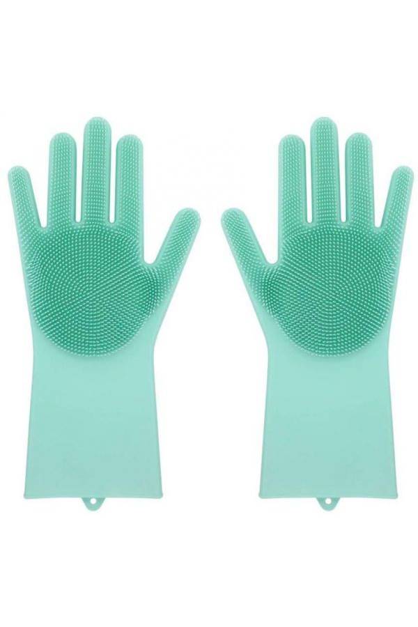 BOLIZ - 2-Piece Silicone Scrubbing Gloves Set Green - Image 1