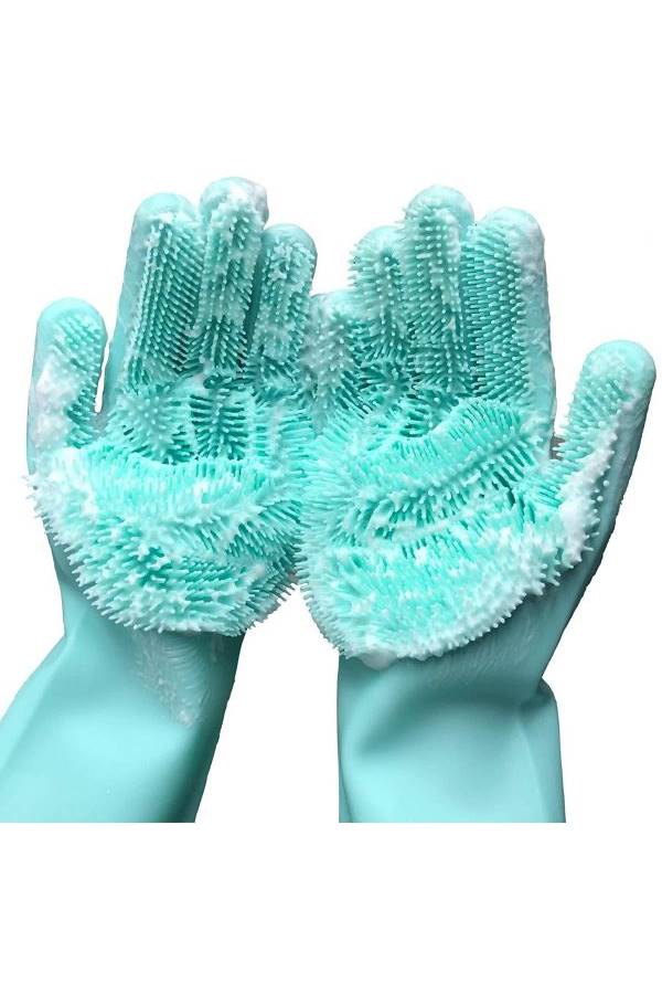 BOLIZ - 2-Piece Silicone Scrubbing Gloves Set Green - Image 1