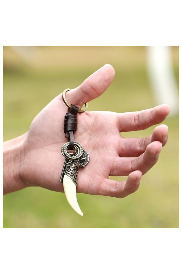 Antique Wolf Tooth Shape Key Chain Multicolour - Image 3