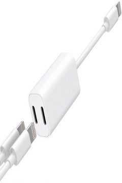 Double Lightning Headphone Charge Adapter White