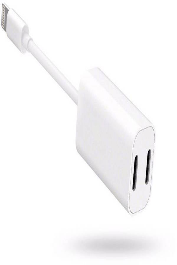 Generic - Double Lightning Headphone Charge Adapter White - Image 1