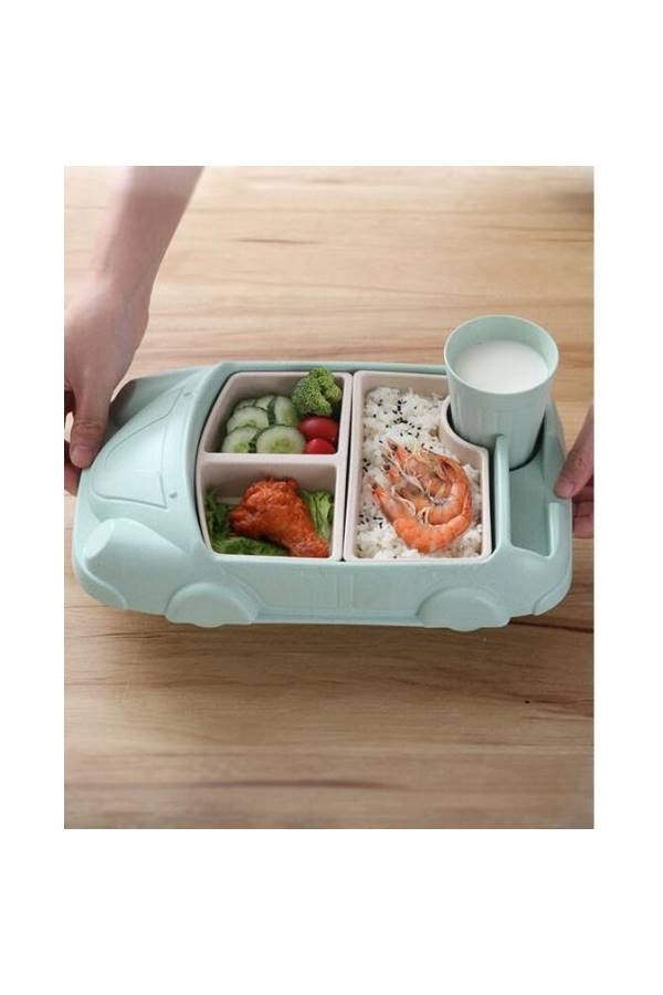 SANNE Cartoon Car Shaped Dinner Plate Green/White 19.5x30.6x9.2cm - Image 3
