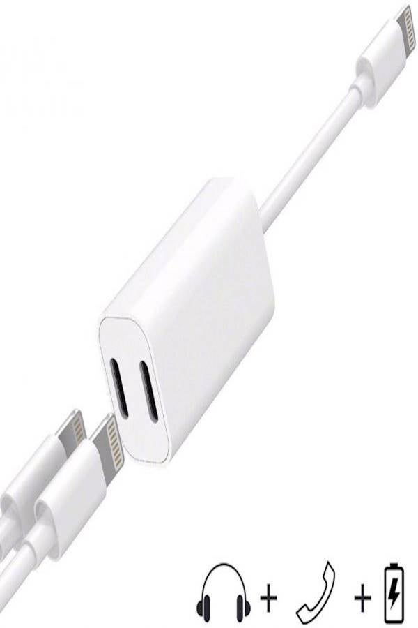 Generic - Dual Splitter Lightning Cable Adapter White - Image 1