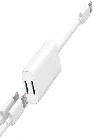 Double Lightning Headphone Charge Adapter White - v1555617218/N24007699A_1